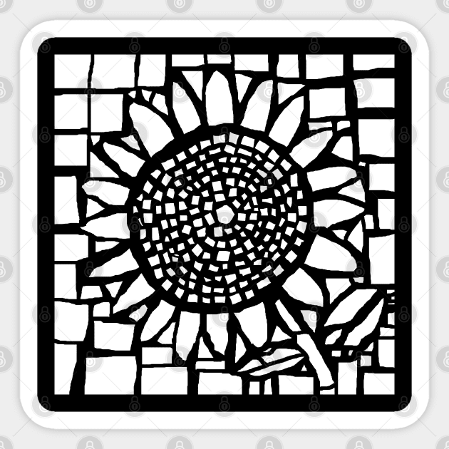 Black and White Mosaic Sunflower Sticker by ellenhenryart